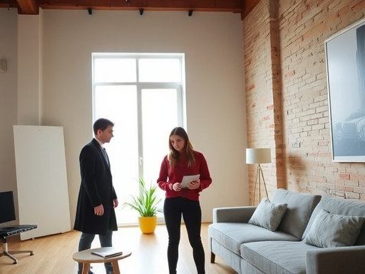 Stylist consulting with clients about furniture choices