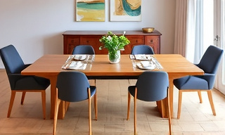 Extendable dining table in oak
