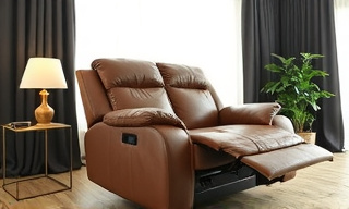 Leather recliner sofa in brown