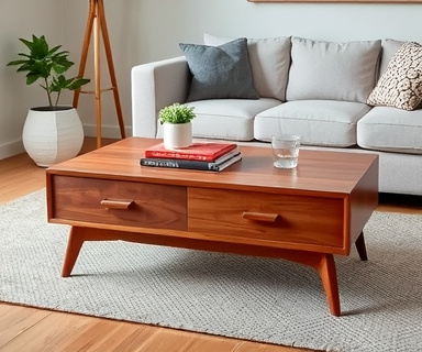 Mid-century modern coffee table with storage