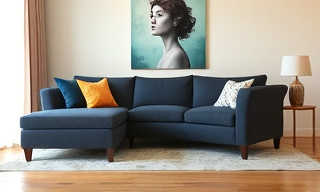 Modular sectional sofa in dark blue