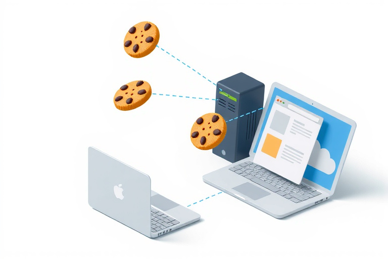 Illustration showing how cookies work between browser and server