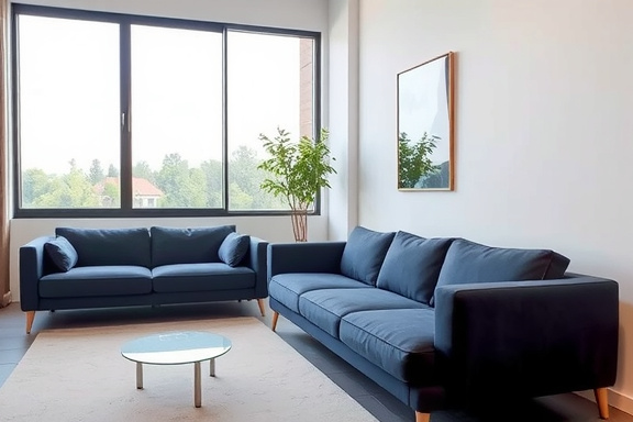 Contemporary modular sectional sofa in navy blue